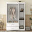 Armoire 3 portes avec miroir pleine grandeur et tablettes, rangement moderne pour la chambre à coucher, tiroir verrouillable pour objets de valeur, blanc-766386460