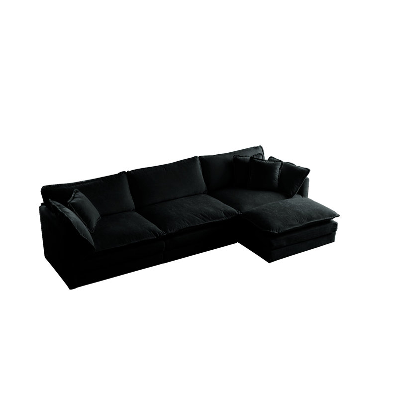 Canapé modulaire en chenille Ayla, Noir