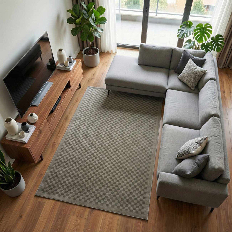 Chaki Duggans Machine Washable Gray / Green Area Rug, Gray/Green, Rectangle 4' x 6'