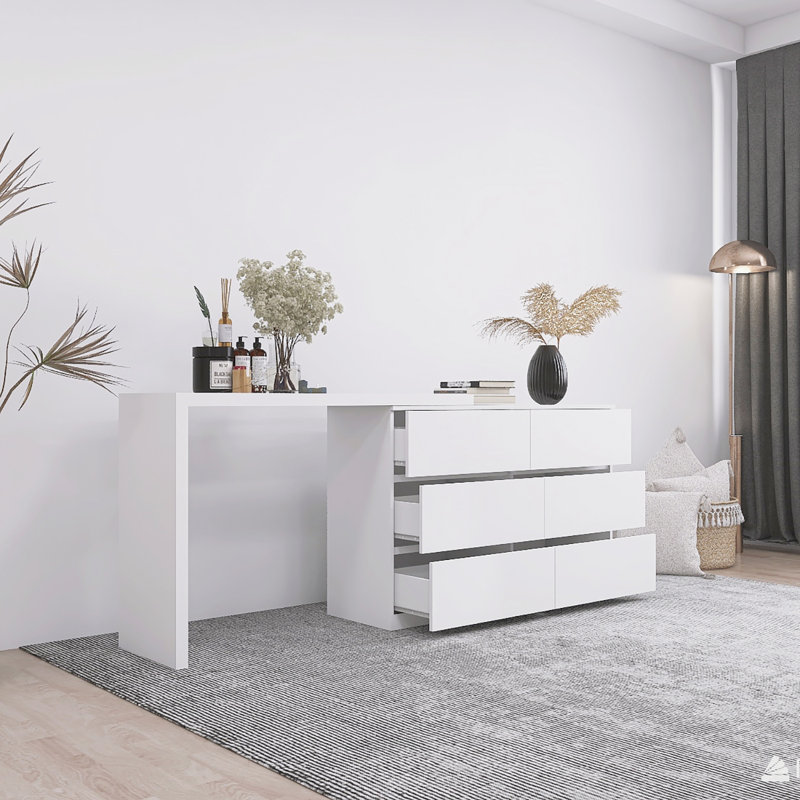Commodes 6 tiroirs avec bureau étendu
