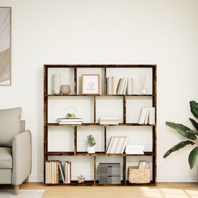 Atyana 141.5cm H x 132cm W Book Cabinet Bookcase, Smoked Oak