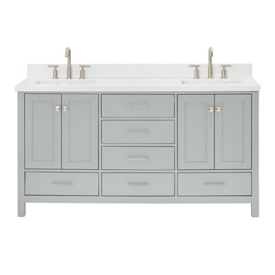 Cambridge 67'' Double Bathroom Vanity with White Quartz Top