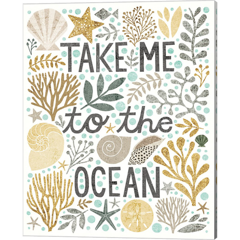 «Under Sea Treasures IV Gold Neutral» par Michael Mullan, art mural sur toile, H 20 po x l 16 po, Toile avec cadre, Aucun mat