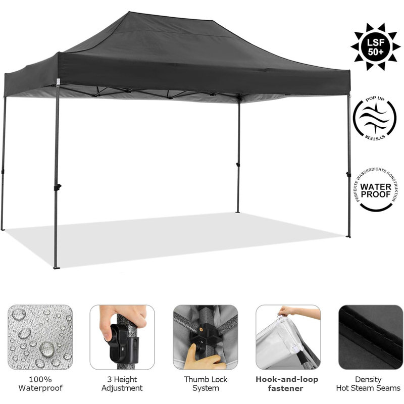  6m x 4.5m Steel Canopy, Black