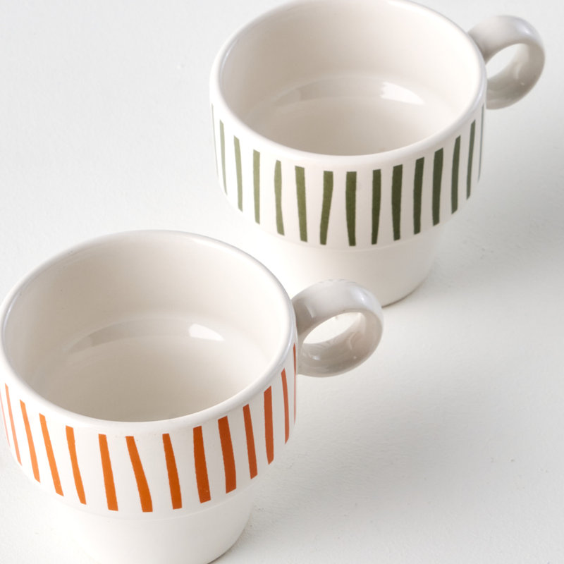 Ensemble de 2 tasses à espresso en céramique à rayures