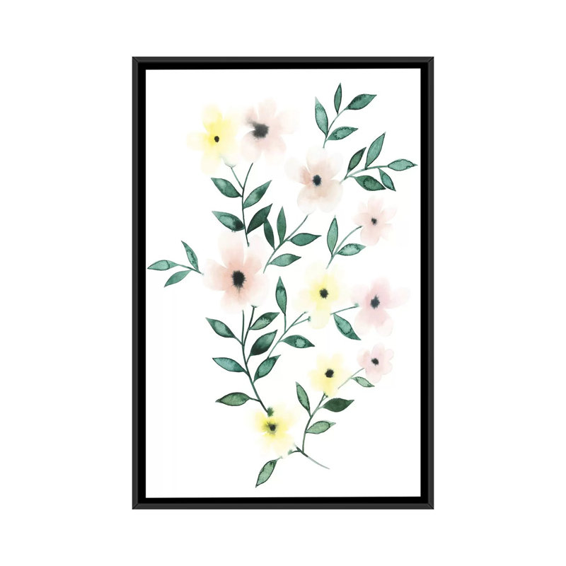 « treillis fleurs ii », impression sur toile, H 26 po x l 18 po x P 1,5 po, Pas de tapis, Toile avec cadre noir
