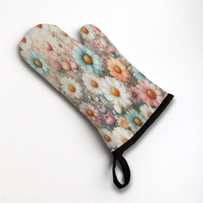 Painted Daisies Oven Mitt Cotton Twill