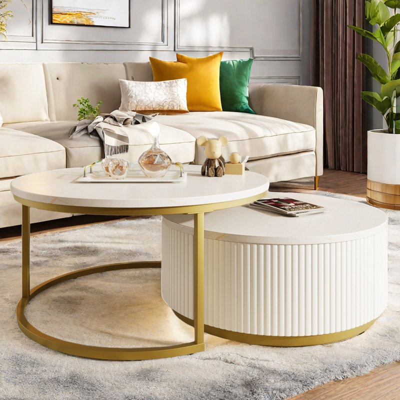 Table basse gigogne Lugenia, Blanc