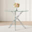 Table de salle à manger élégante en verre, structure en métal durable, parfaite pour les petits espaces