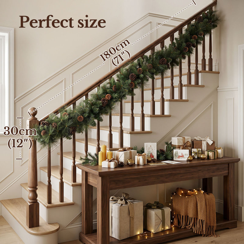  180cm Artificial Christmas Garland with Pinecones