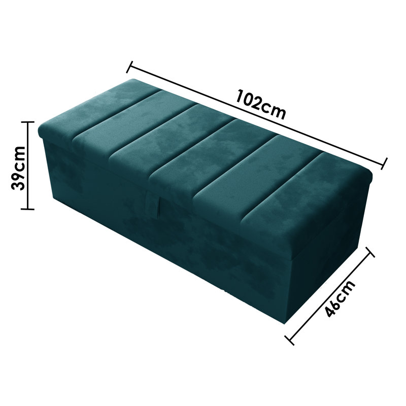Alakay 102cm Wide Rectangle Striped Ottoman Storage Box with Hydrolic Arm, Plush Mallard