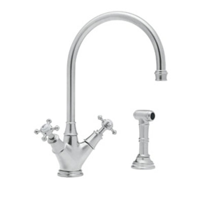 Perrin and Rowe Double Handle Minoan Kitchen Faucet with Side Spray Rinse