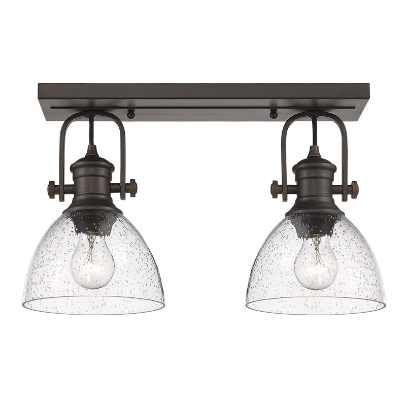 Bales Glass Semi Flush Mount, Seeded Glass, Rubbed Bronze