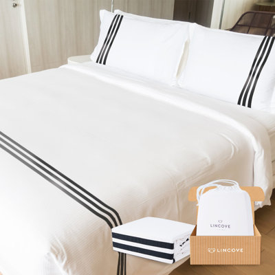 Lincove Luxury Duvet Cover Set Cordoba Collection - 100% Ultra Soft Cotton Sateen -