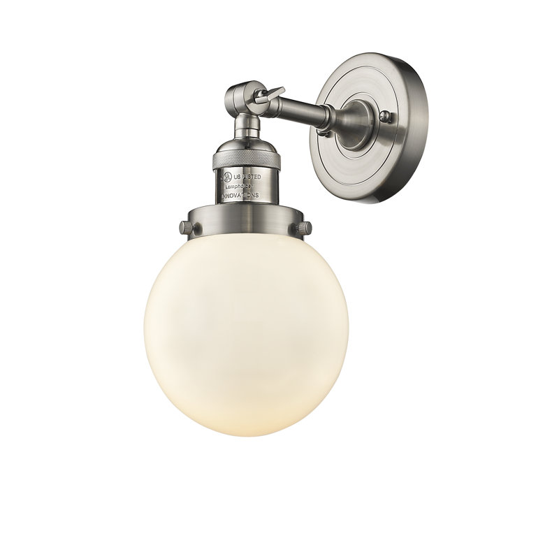 Clementina Dimmable Bath Sconce, Matte White Cased, 6 Watt Vinage LED Bulb, Brushed Satin Nickel