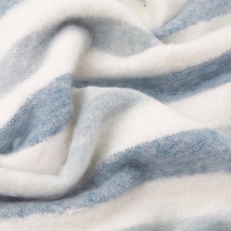 Beechwood Machine Woven Throw Blanket, Blue/White Striped