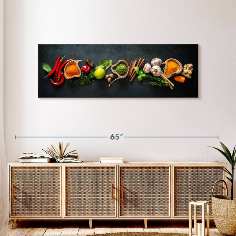 «Spices For Cooking», reproduction sur toile, H 17 po x l 51 po x P 1,25 po
