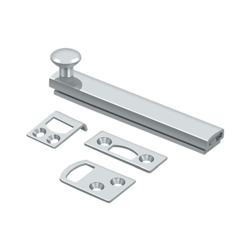 Brass Latch/Catch/Bolt, 1.9375" H x 4" W x 1.5625" D, Polished Chrome