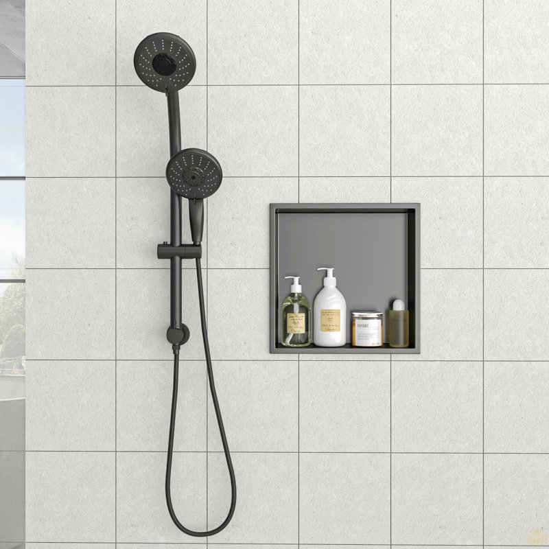 Niche de douche en acier inoxydable 12 po x 12 po, H 3,94 po x l 12 po x P 12 po, Bronze industriel-noir