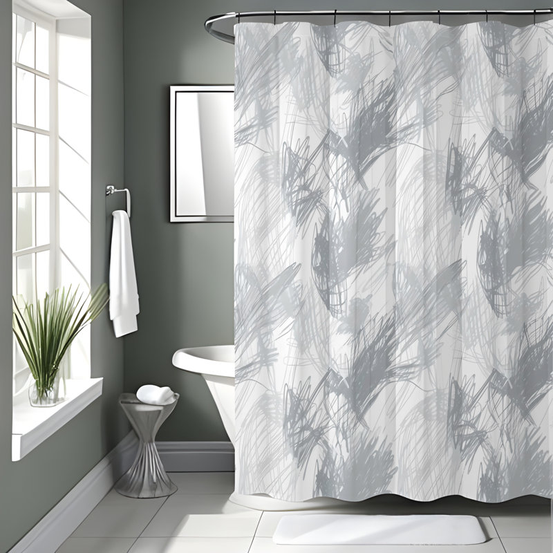 Rideau de douche avec tapis de bain, H 93 po x l 70 po
