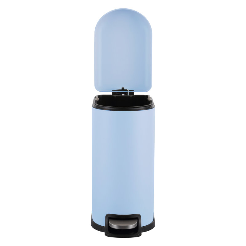 Tide Pool Blue Stainless Steel Step-Open Trash Can