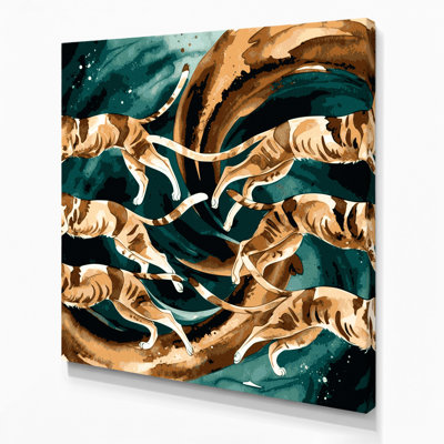 «Cats Chausie», art mural sur toile vert