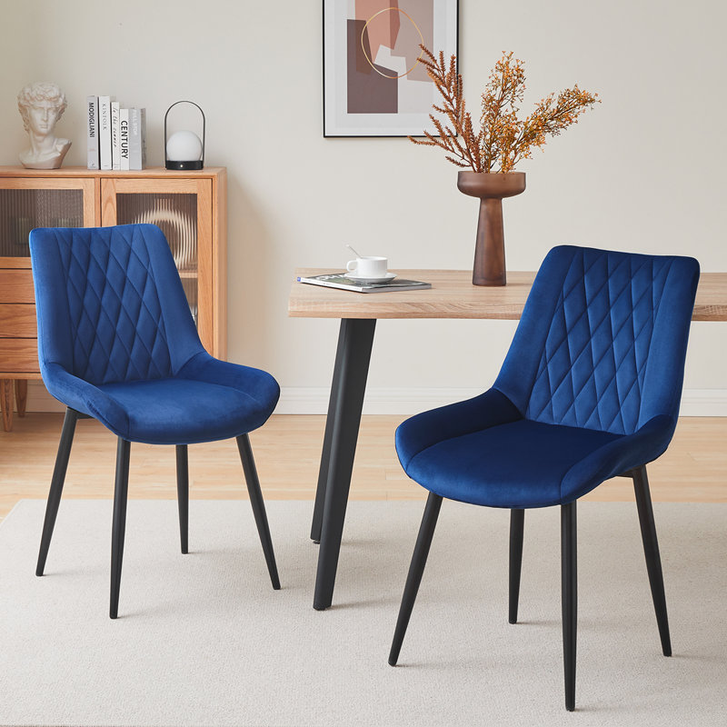 Nogales 46cm H Velvet Upholstered Side Chair, Blue