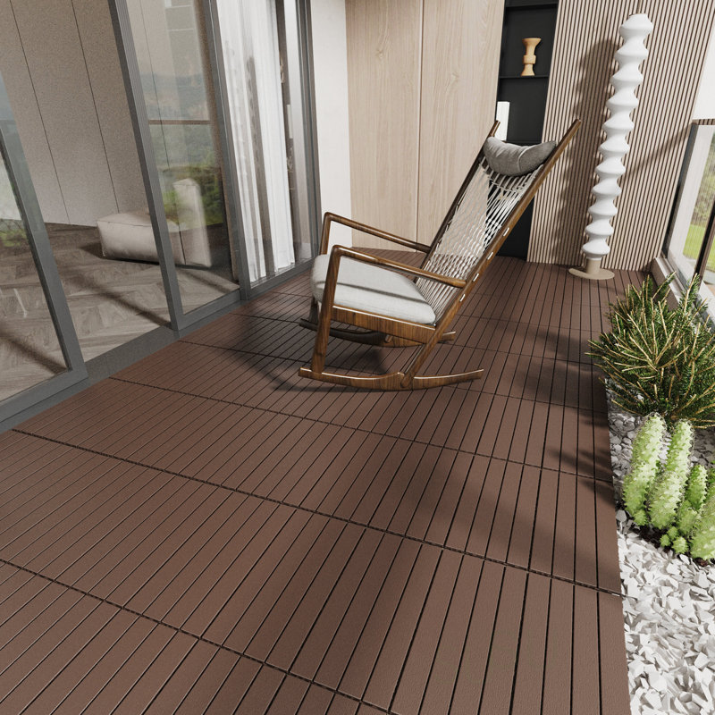 Carreaux de terrasse de patio de 2 pi, planchers emboîtables pour une installation facile sur le porche, le bord de la piscine, le balcon et la cour, 24 pièces