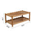 Table basse moderne à 2 niveaux pour meubles de salon, table centrale rectangulaire avec tablette de rangement ouverte, pieds en bois d'hévéa massif, stable et facile à assembler