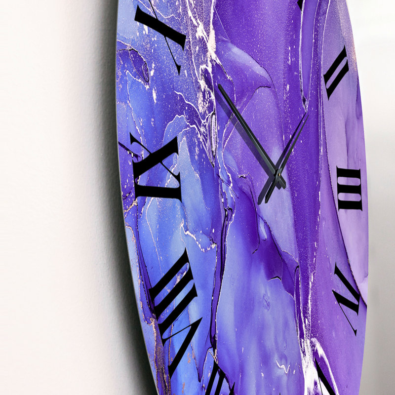 Horloge murale moderne mauve et mauve liquide fuchia X, Grand