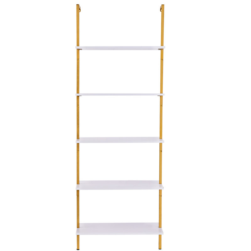 Gold White 5 Tier Industrial Square Pipe Shelf For A Tidy And Practical Home Storing Items In Stable Manner