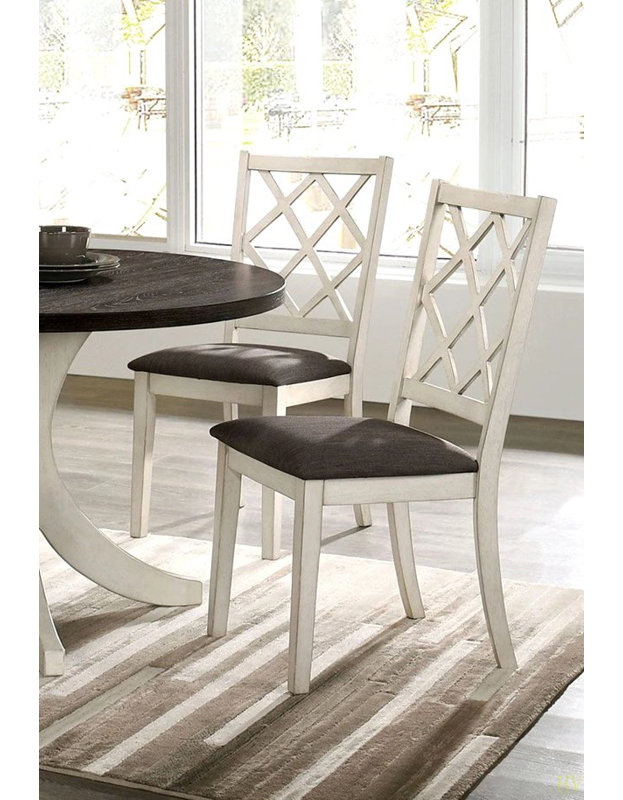 Ensemble de 2 chaises en bois massif à dossier unique pour salle à manger