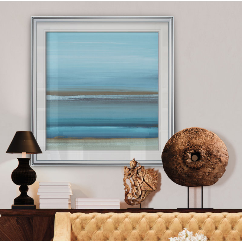 « par the sea i », peinture, H 16 po x l 16 po x P 2 po, Cadre argenté