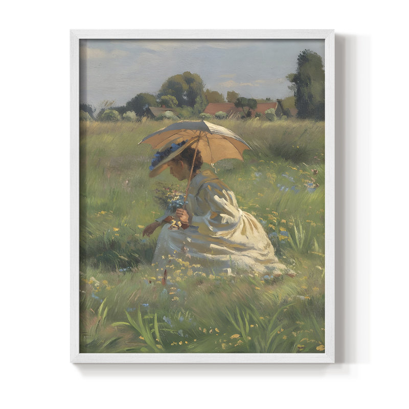 «Vintage Landscape CLXIV», reproduction encadrée - bois massif, H 15 po x l 12 po, Blanc