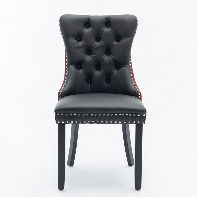 Chaise rembourrée en polyuréthane et velours, Noir / rouge vin