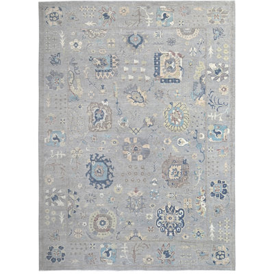 Tapis argent noué à la main de haute qualité