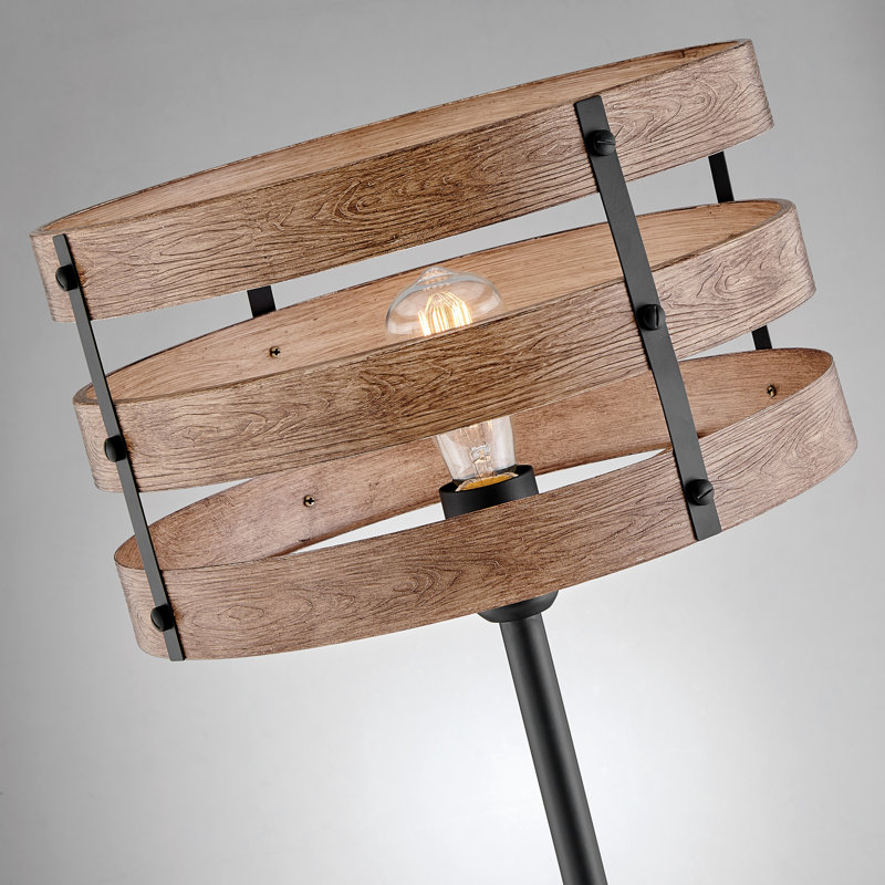 Lampe de table en métal Meaux, Noir, Brun