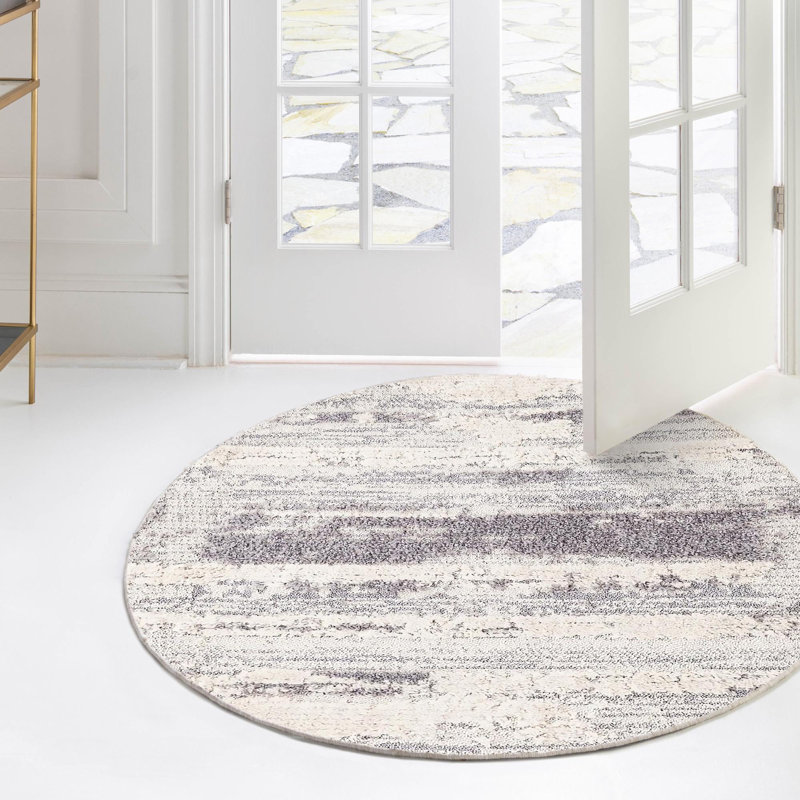 Tapis gris / blanc Algona, Rond 7 pi