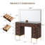 Coiffeuse de maquillage 48 "avec miroir et lumières, coiffeuse de maquillage avec 9 tiroirs avec prise de courant, coiffeuse à éclairage réglable pour chambre à coucher-367836643