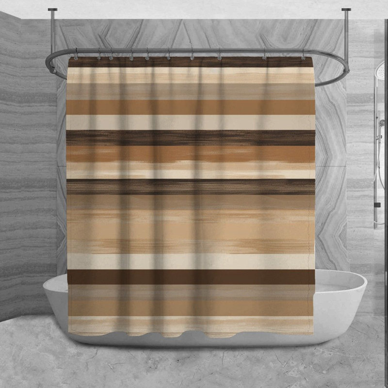 Rideau de douche à rayures Lazor, H 93 po x l 70 po, Brun/beige