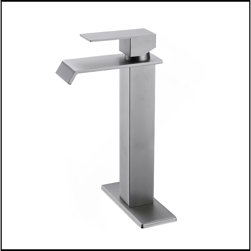 Waterfall Spout Single Handle Bathroom Sink Faucet, Brushed Nickel