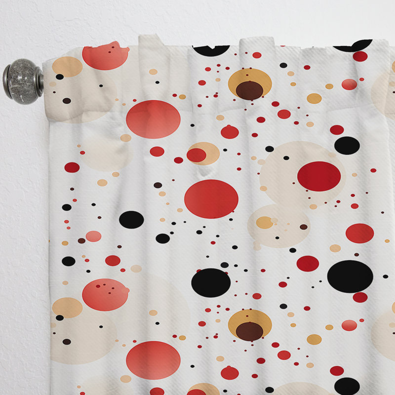 Pois rétro rouge et blanc - Rideau abstrait - Rideau abstrait obscurcissant - 1 panneau, L 52 po x L 95 po