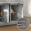 Îlot de cuisine sur roulettes avec 2 tiroirs, porte-épices, couteau et porte-serviettes, gris