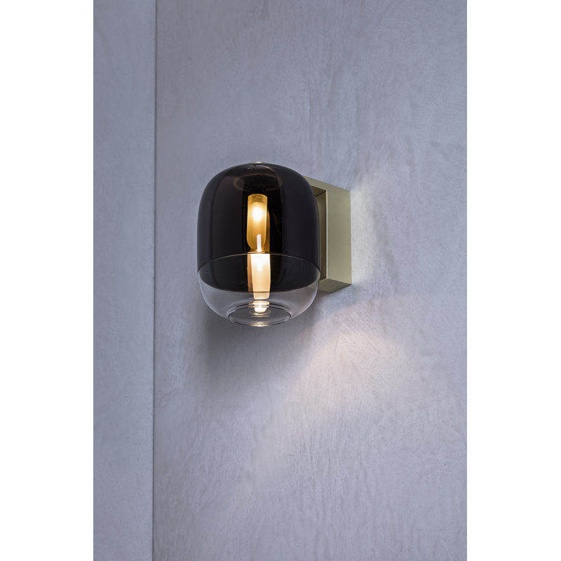 Gong Steel Armed Sconce, Brass, Black