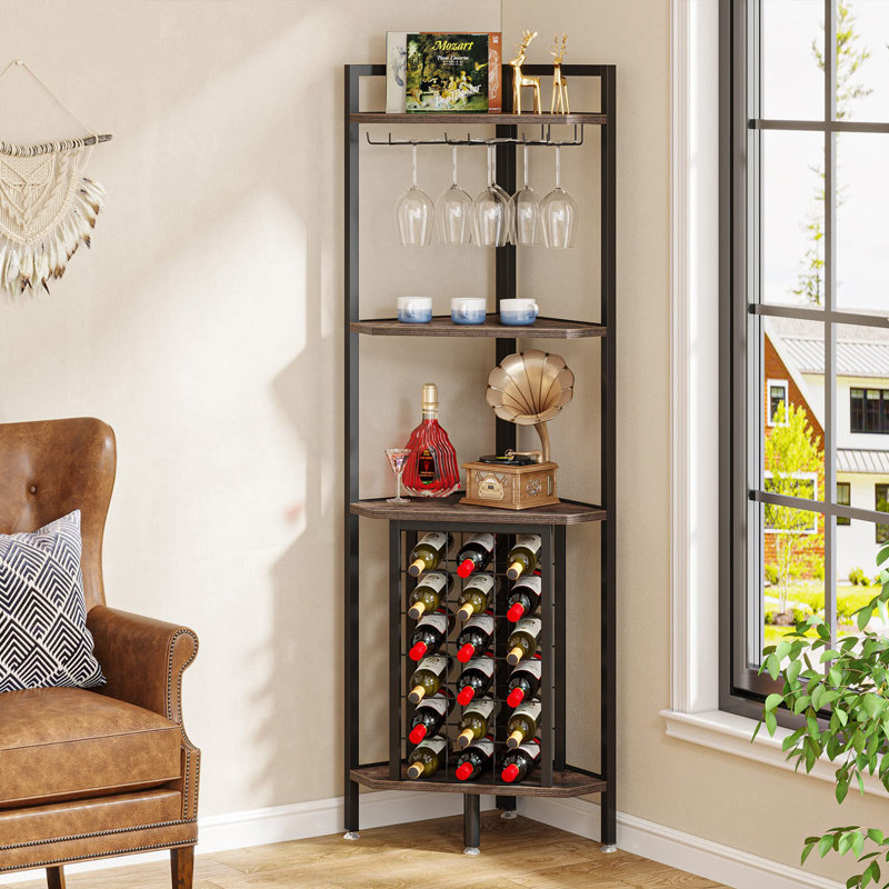 Aljawhara Wine Bottle & Glass Rack, Brown