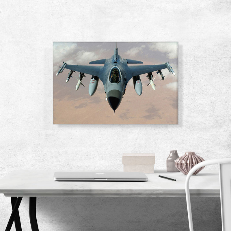 Avion de chasse, impression sur toile tendue, H 18 po x l 26 po x P 1,5 po