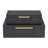 RebekaSet of 2 Rectangular Nesting Decorative Storage Boxes, Modern Embossed Finish - Black Faux Shagreen-1693151750