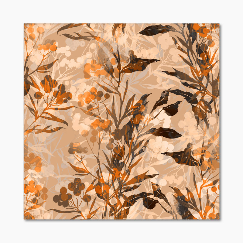 «Empreintes de feuilles et de graines avec des fleurs de prairie», reproduction d'art sur toile, H 30 po x l 30 po x P 1 po