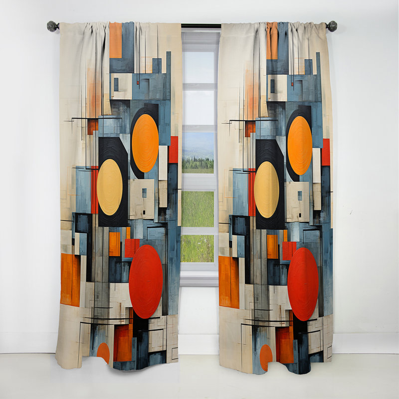 Constructivisme Construit Horizons V - Rideau occultant abstrait Constructivisme - 1 panneaux, L 52 po x L 90 po