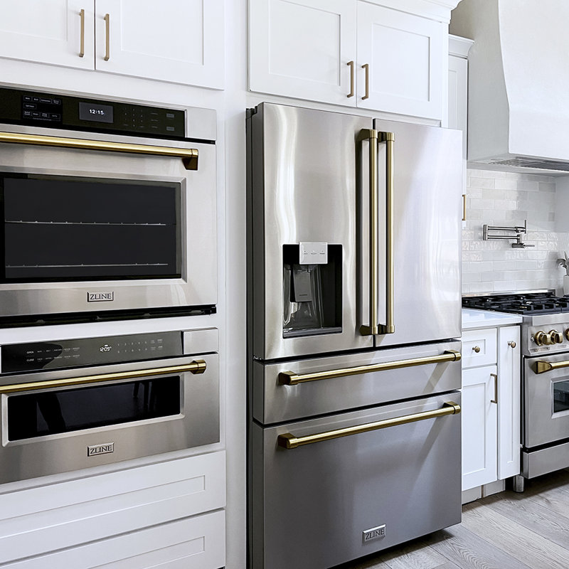 ZLINE 30 in. Autograph Wall Oven w/ Air Fry in Black Stainless Steel with Gold Handle, Champagne Bronze, Stainless Steel